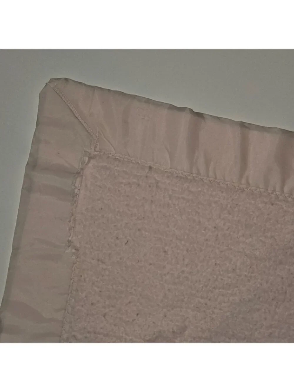 VTG Solid Pink Baby Blanket 38x43 Acrylic Satin Trim READ